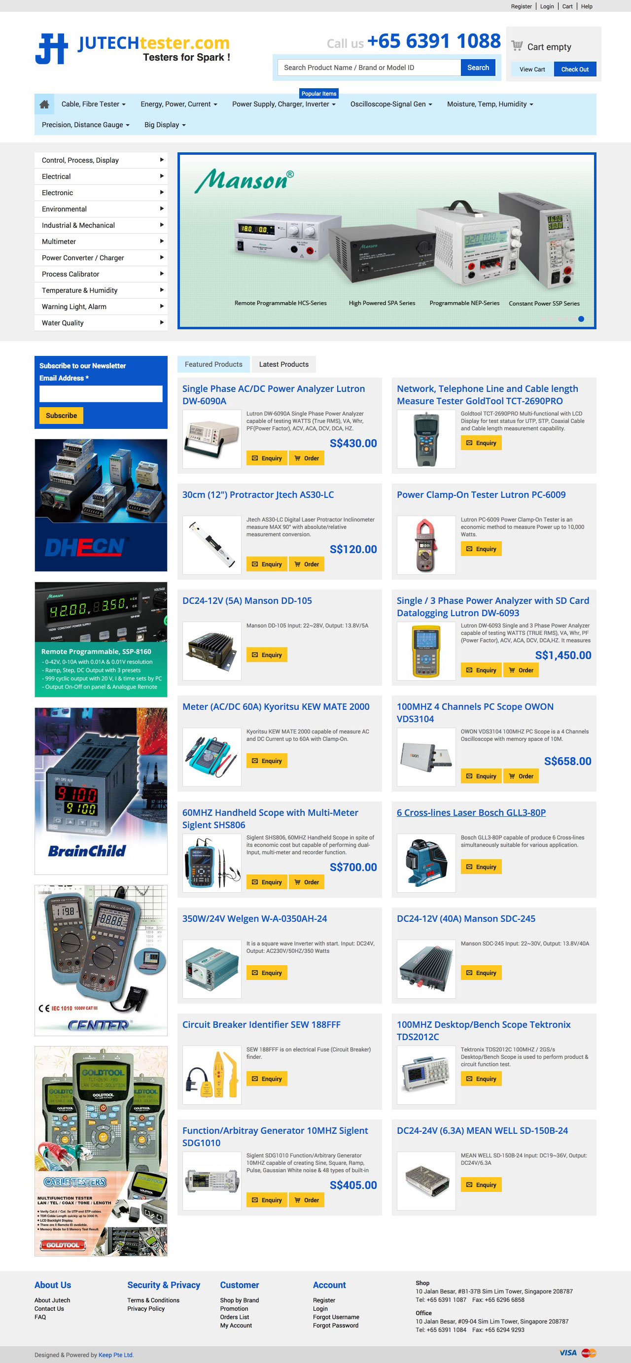 Jutech Electrical & Electronic Pte Ltd website homepage