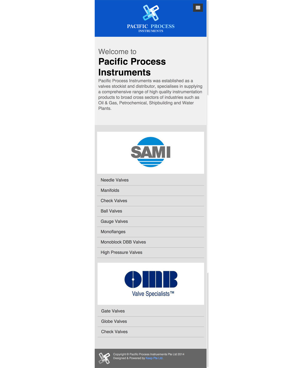 Pacific Process Instruments Pte. Ltd. website homepage on mobile